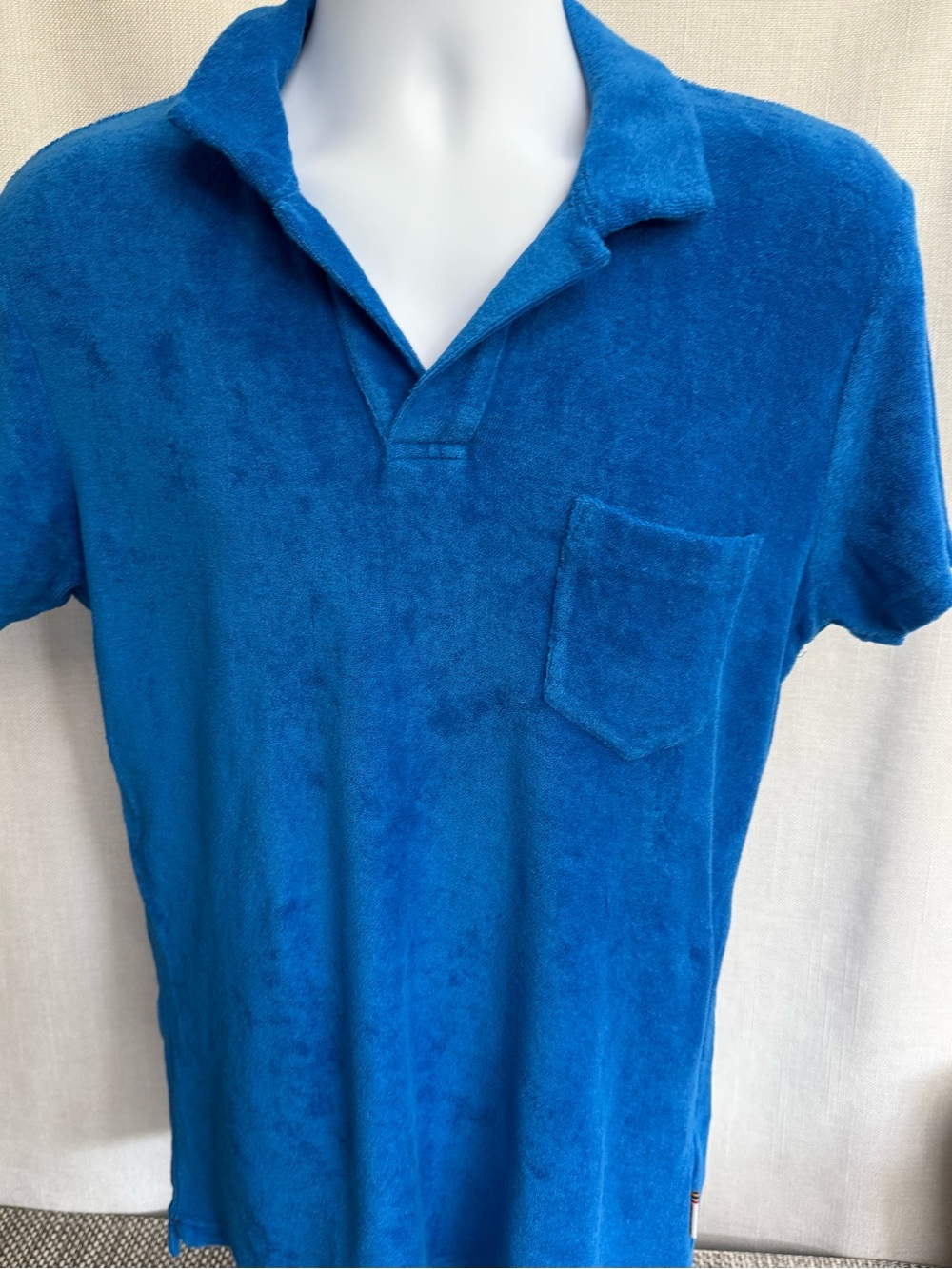 Orlebar Brown Royal Blue Terry Polo with Chest Pocket